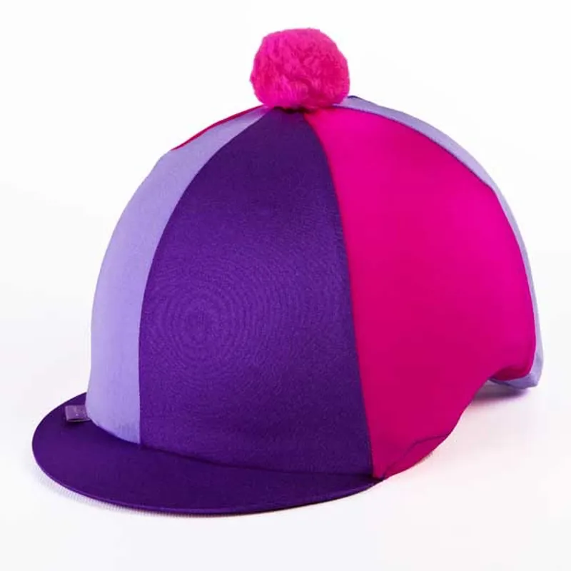 Lycra Hat Cover with Pom Pom - Purple/Lilac/Pink